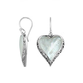 AE-6196-MOP Sterling Silver Heart Shape Earring With Mother Of Pearl Jewelry Bali Designs Inc